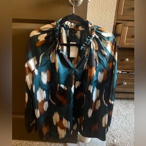 Ann Taylor Teal and Brown Blouse
